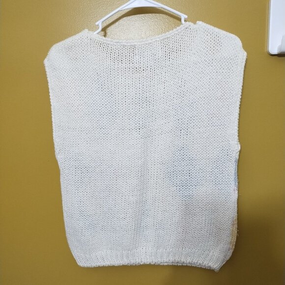 VTG 80s Currants by Jeri-Jo Hand Loomed Pastel Argyle Sweater Vest S Preppy - Picture 4 of 5